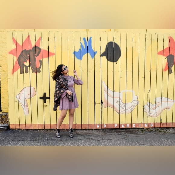 FOREVER 21 DARK FLORAL FAUX LEATHER JACKET - Picture 4 of 10